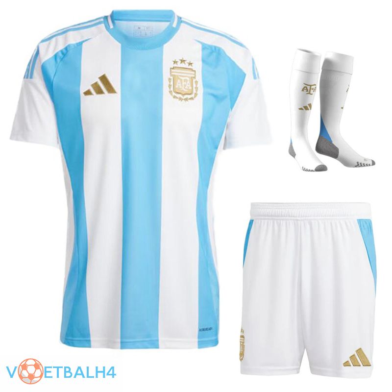 Argentinië thuis voetbal jersey (korte broek + soks) Kit 2024/2025