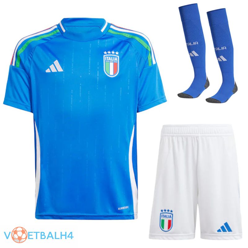 Italië thuis voetbal jersey (korte broek + soks) Kit 2024/2025