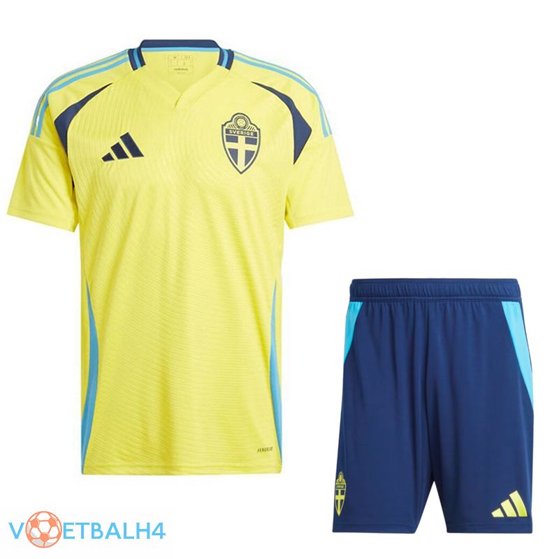 Zweden thuis voetbal jersey + korte broek Kit 2024/2025