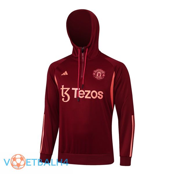 Manchester United Training Sweatshirt Hoodie rood 2024/2025