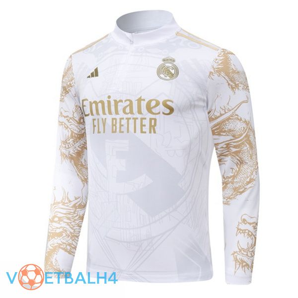 Real Madrid Training Sweatshirt wit geel 2024/2025