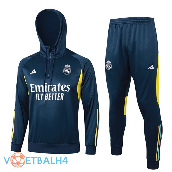 Real Madrid trainingspak Sweatshirt Hoodie blauw koninklijk 2024/2025