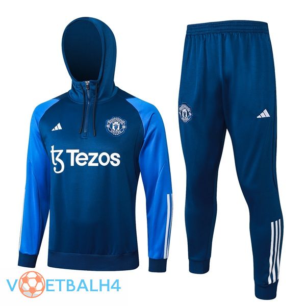 Manchester United trainingspak Sweatshirt Hoodie blauw 2024/2025