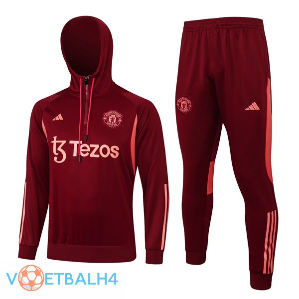 Manchester United trainingspak Sweatshirt Hoodie rood 2024/2025