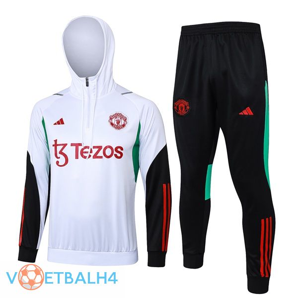 Manchester United trainingspak Sweatshirt Hoodie wit 2024/2025