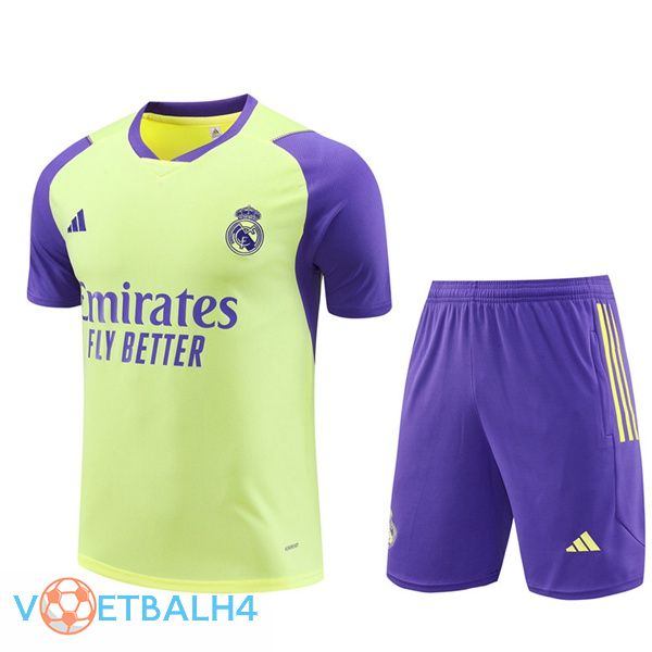 Real Madrid Training T Shirt + korte broek geel 2024/2025