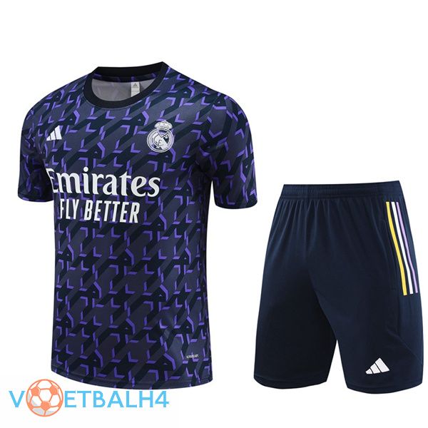 Real Madrid Training T Shirt + korte broek blauw koninklijk 2024/2025