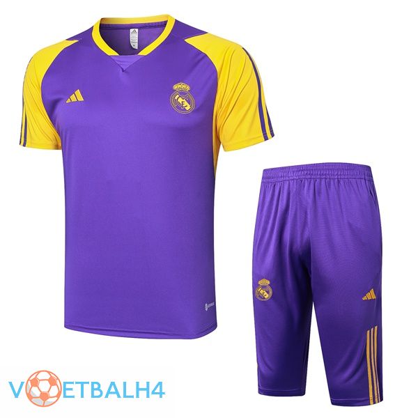 Real Madrid kit Training T Shirt + korte broek paars 2024/2025