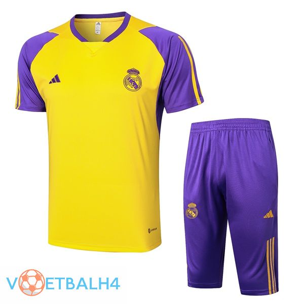 Real Madrid kit Training T Shirt + korte broek geel 2024/2025