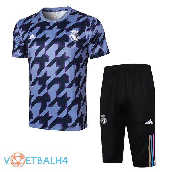 Real Madrid kit Training T Shirt + korte broek zwart blauw 2024/2025