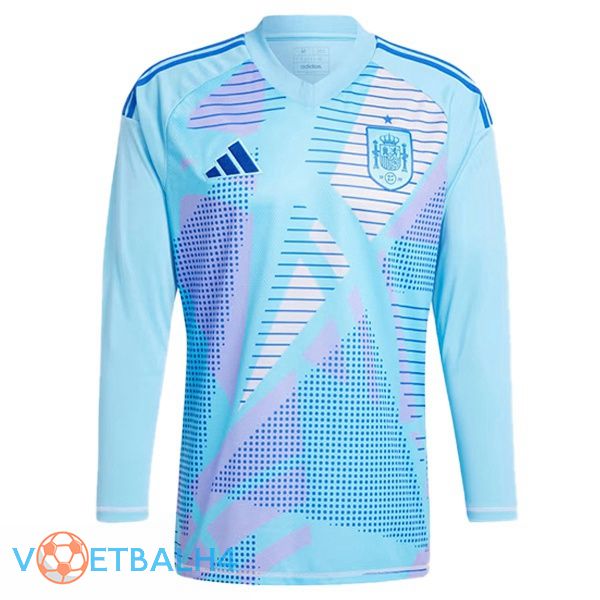 Spanje doelman voetbal jersey lange mouwblauw 2024/2025