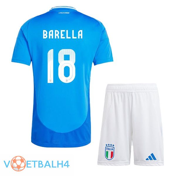 Italië (BARELLA 18) kinderen thuis voetbal jersey blauw 2024/2025