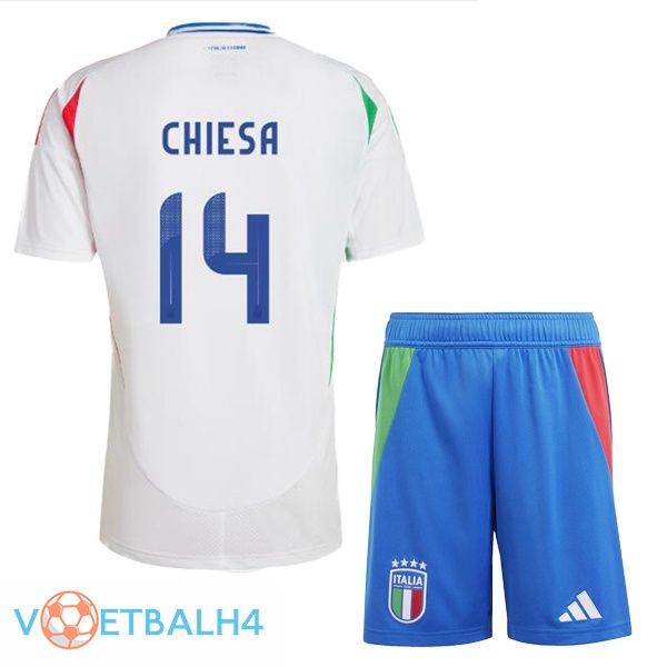 Italië (CHIESA 14) kinderen uit voetbal jersey wit 2024/2025