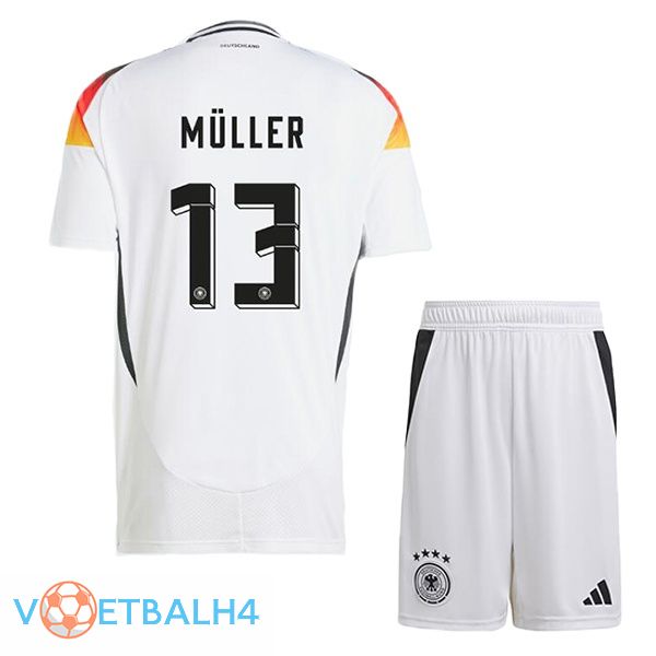 Duitsland (MÜLLER 13) kinderen thuis voetbal jersey wit 2024/2025