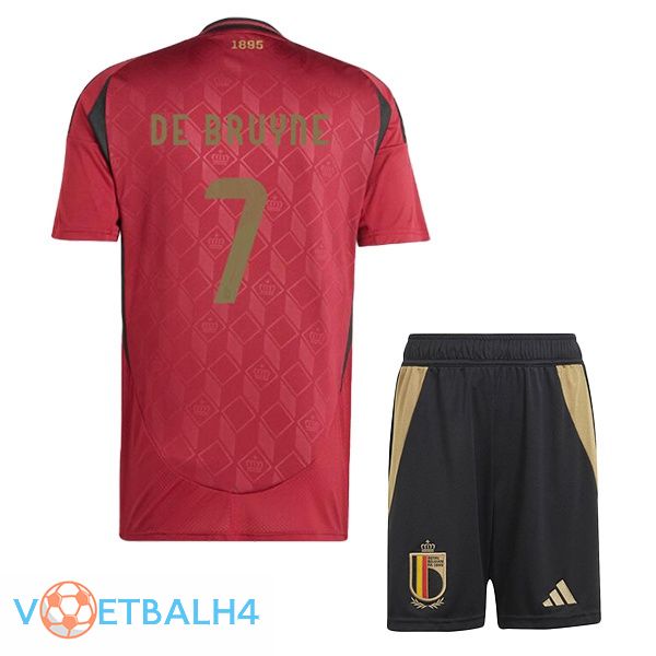 België (DE BRUYNE 7) kinderen thuis voetbal jersey rood 2024/2025