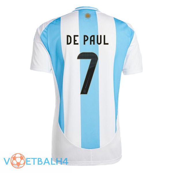 Argentinië (DE PAUL 7) thuis voetbal jersey blauw wit 2024/2025