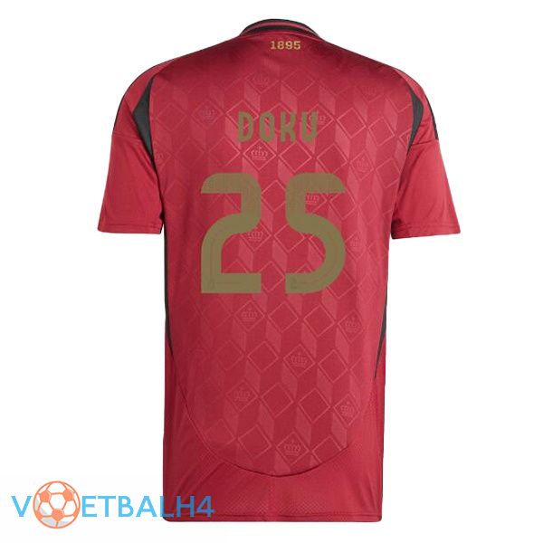 België (DOKU 25) thuis voetbal jersey rood 2024/2025