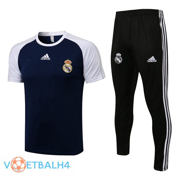 Real Madrid Training T-Shirts + broek blauw koninklijk wit 2021-2022