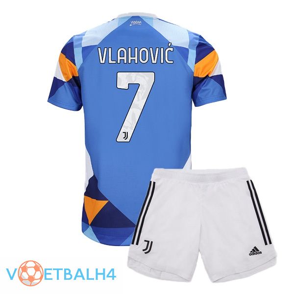 Juventus (VLAHOVIC 7) jersey kinderen vierde blauw 2021/2022