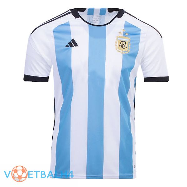 Argentinië 3 sterren voetbal jersey thuis wereldbeker 2022