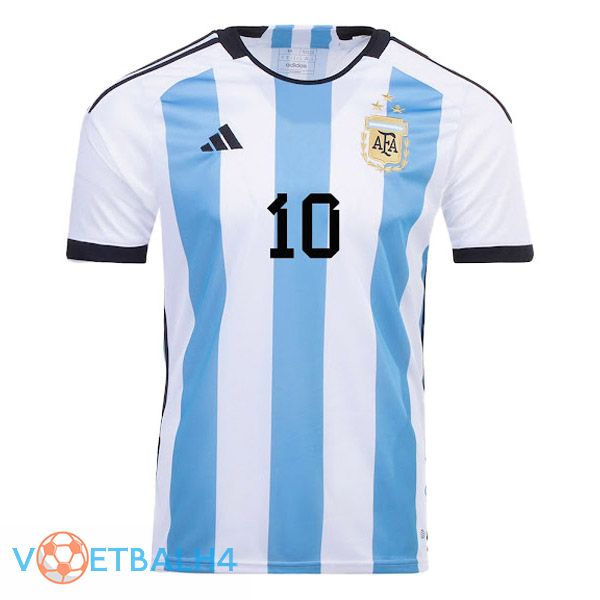 Argentinië (MESSI 10) 3 sterren voetbal jersey thuis blauw wit 2022/2023