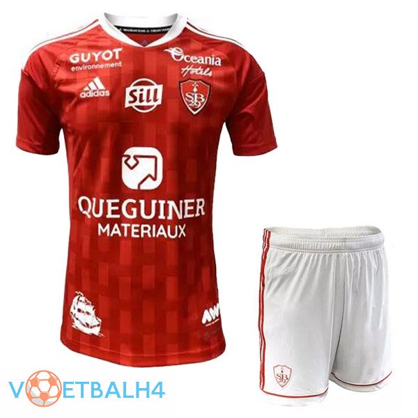 StaDe Brestois kinderen voetbal jerseys thuis rood 2022-2023