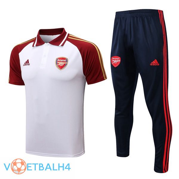 Arsenal polo shirt + broek wit rood 2022/2023