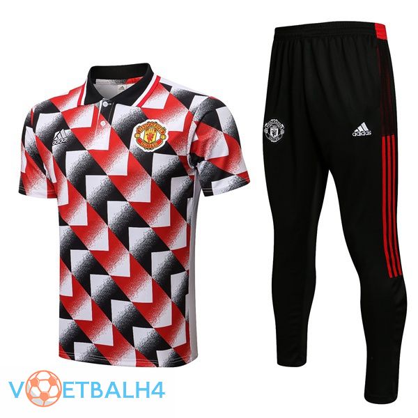 Manchester United polo shirt + broek zwart rood wit 2022/2023