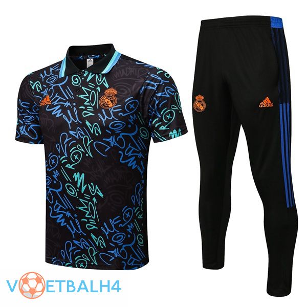 Real Madrid polo shirt + broek zwart blauw 2022/2023