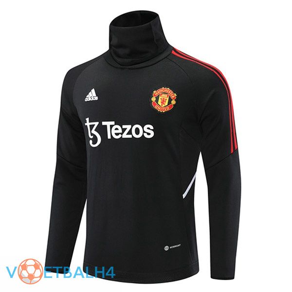 Manchester United Training Sweatshirt High Collar zwart 2022-2023