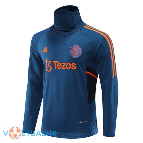 Manchester United Training Sweatshirt High Collar blauw 2022-2023