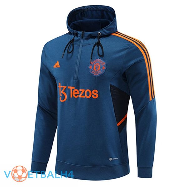 Manchester United Training Sweatshirt Hoodie blauw 2022/2023