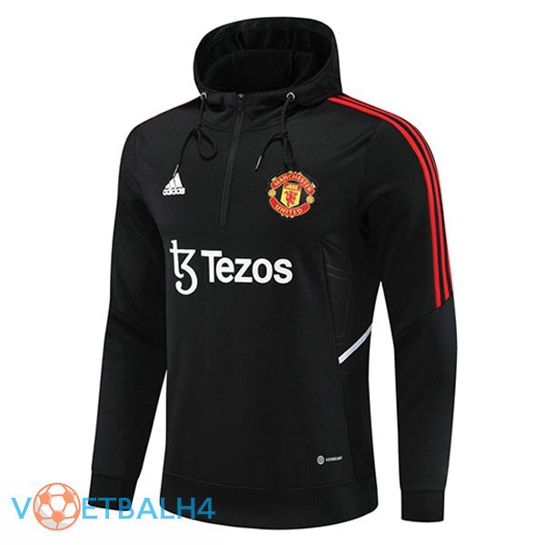 Manchester United Training Sweatshirt Hoodie zwart 2022/2023