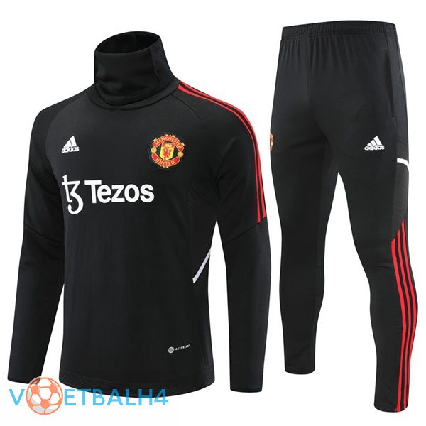 Manchester United trainingspak High Collar zwart 2022-2023