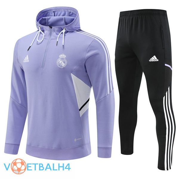 Real Madrid trainingspak Hoodie paars 2022-2023