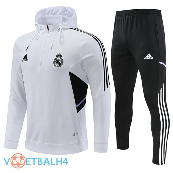 Real Madrid trainingspak Hoodie wit 2022-2023