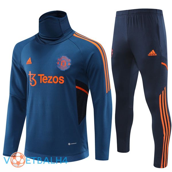 Manchester United trainingspak High Collar blauw 2022-2023