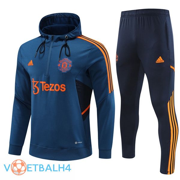 Manchester United trainingspak Hoodie blauw 2022/2023