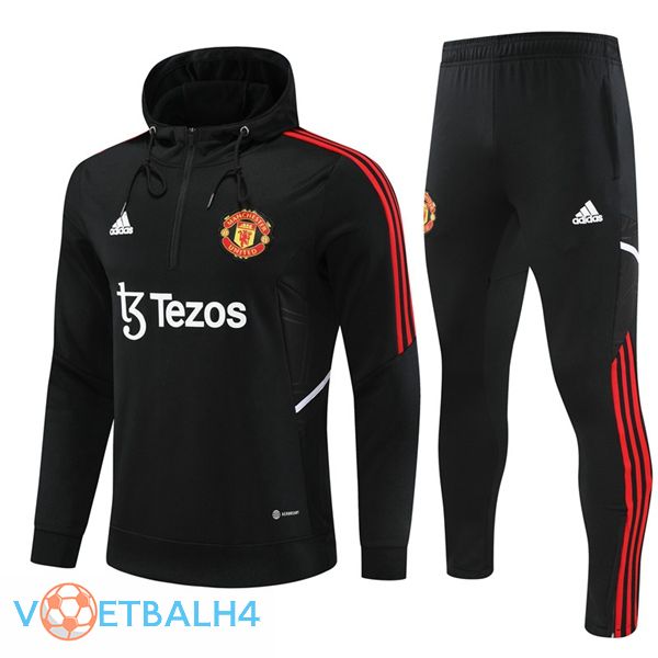 Manchester United trainingspak Hoodie zwart 2022/2023