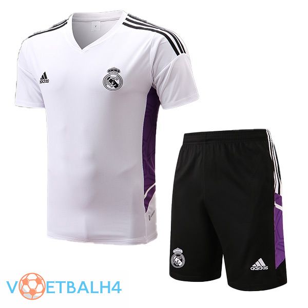 Real Madrid Training T-Shirts + korte broek wit 2022-2023