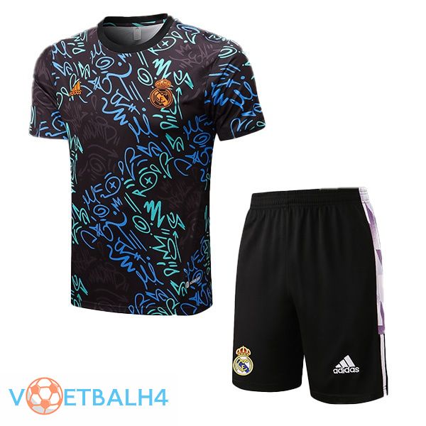 Real Madrid Training T-Shirts + korte broek zwart 2022-2023