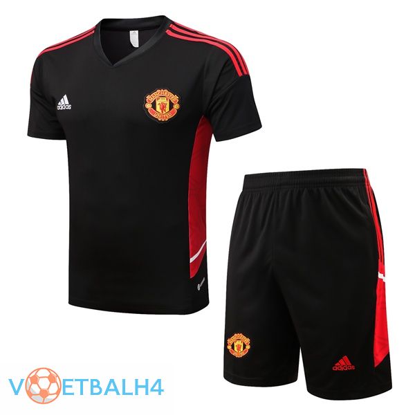 Manchester United Training T-Shirts + korte broek zwart 2022-2023