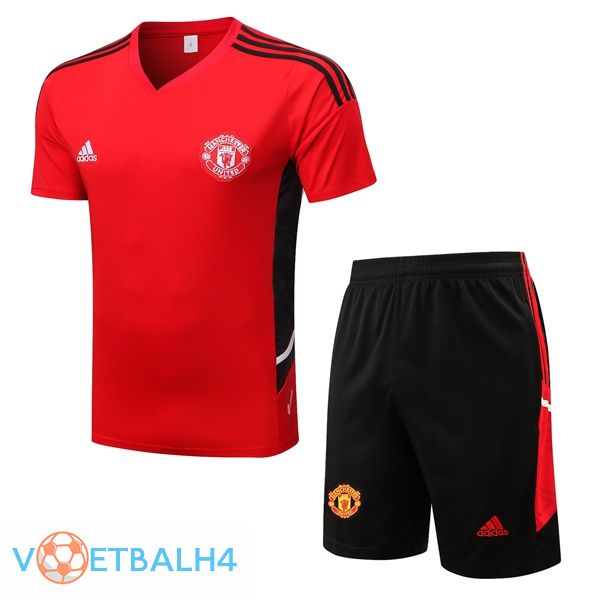 Manchester United Training T-Shirts + korte broek rood 2022-2023