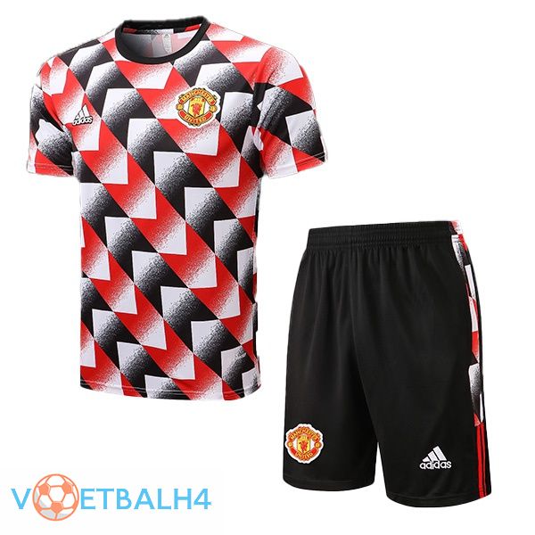 Manchester United Training T-Shirts + korte broek rood zwart 2022-2023