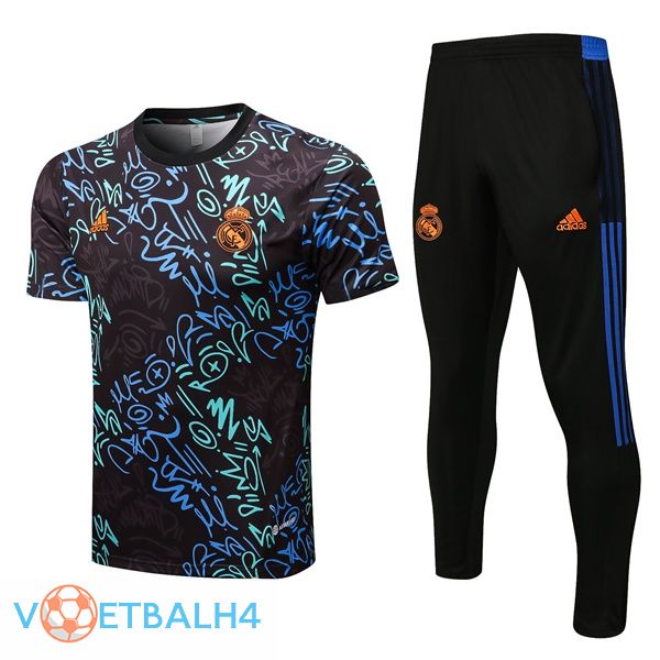 Real Madrid Training T Shirt Pak + broek blauw zwart 2022/2023