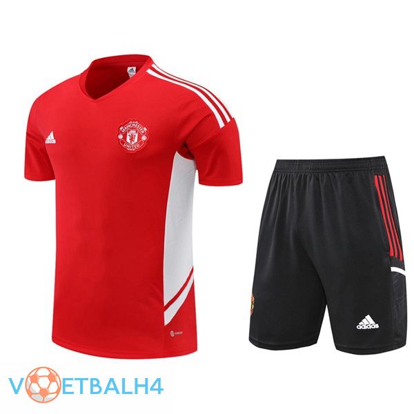 Manchester United Training T Shirt + korte broek rood 2022-2023