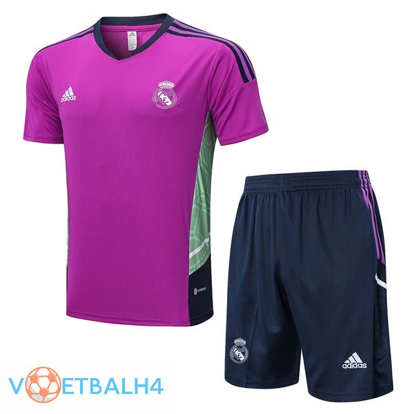 Real Madrid Training T Shirt + korte broek paars 2022/2023