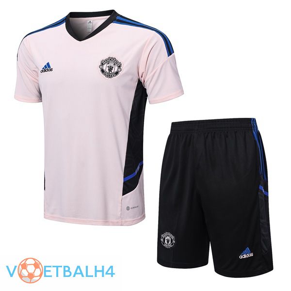 Manchester United Training T Shirt + korte broek roze 2022/2023