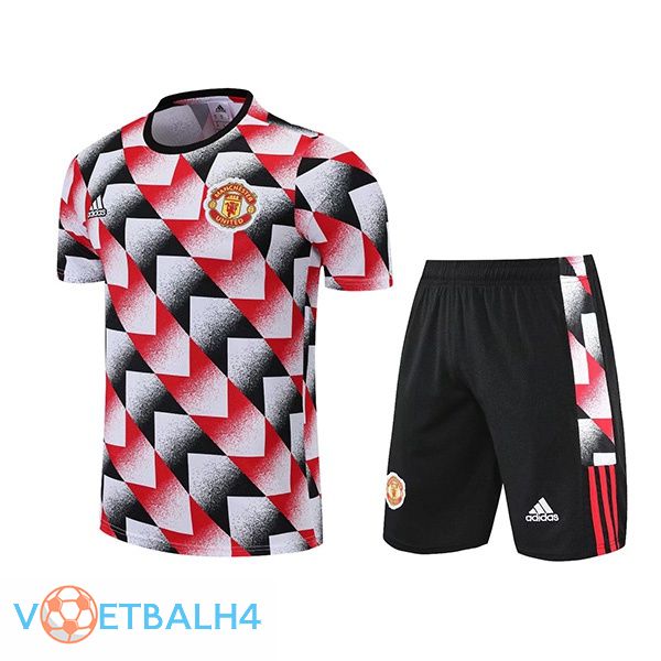 Manchester United Training T Shirt + korte broek rood zwart 2022/2023