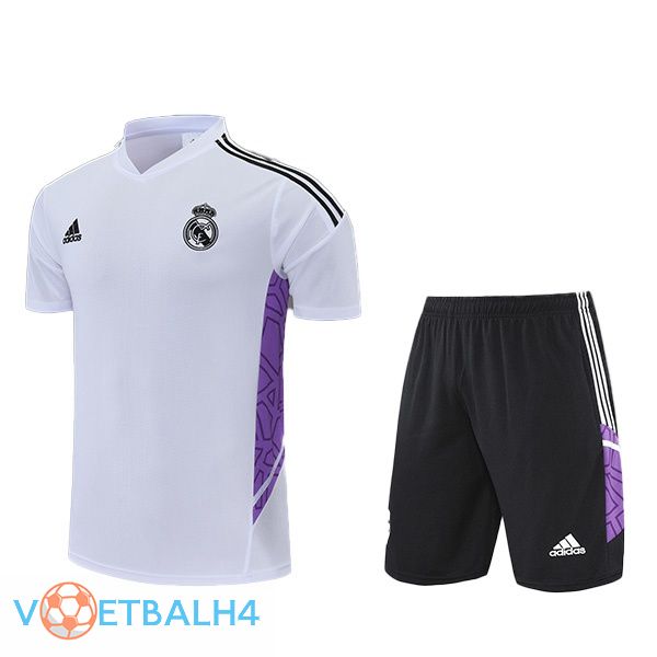 Real Madrid Training T Shirt + korte broek wit 2022/2023